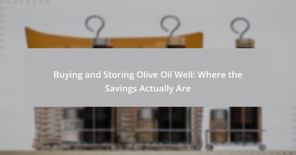 Buying and Storing Olive Oil Well: Where the Savings Actually Are