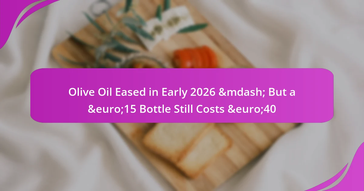 Olive Oil Eased in Early 2026 &mdash; But a &euro;15 Bottle Still Costs &euro;40