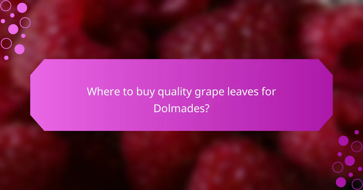Where to buy quality grape leaves for Dolmades?